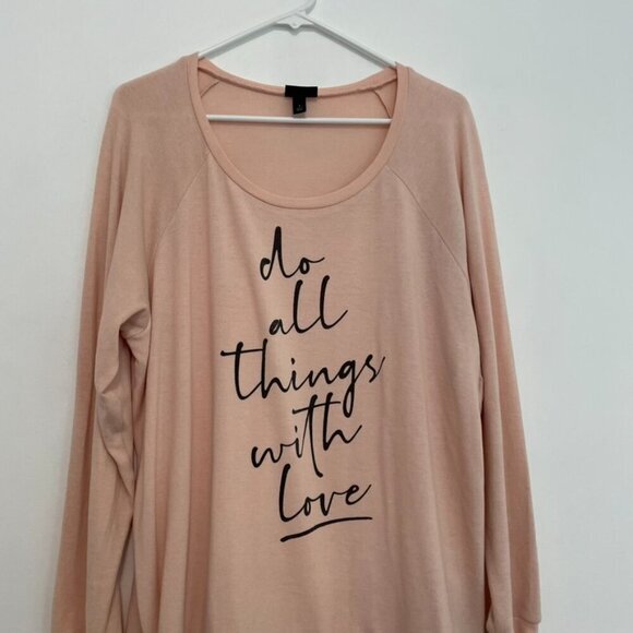 TORRID 1 Plus Size With Love Light Pink Hacci Raglan Sweatshirt Graphic Pullover - Picture 5 of 16